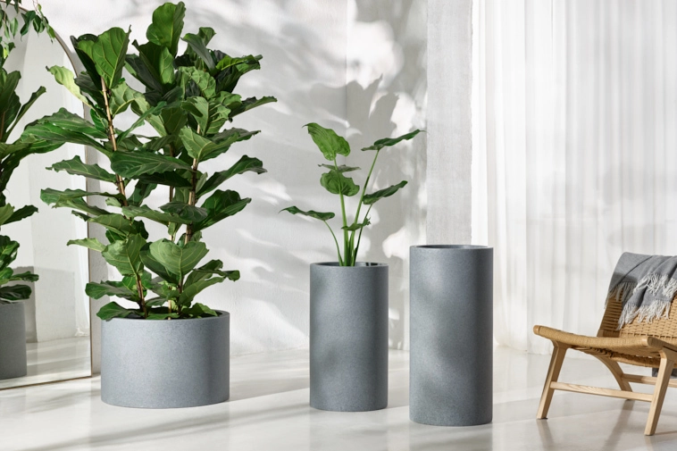 Duże donice do pokoju Monumo efekt kamienia